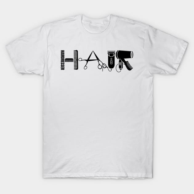 Hairstylist Hairdresser Scissors Beautician Haircutter Funny Gift T-Shirt by JSJ Art